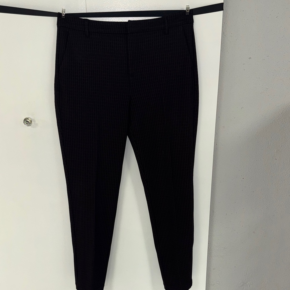 Liverpool Women's Black & Burgundy Windowpane Check Straight Leg Pants